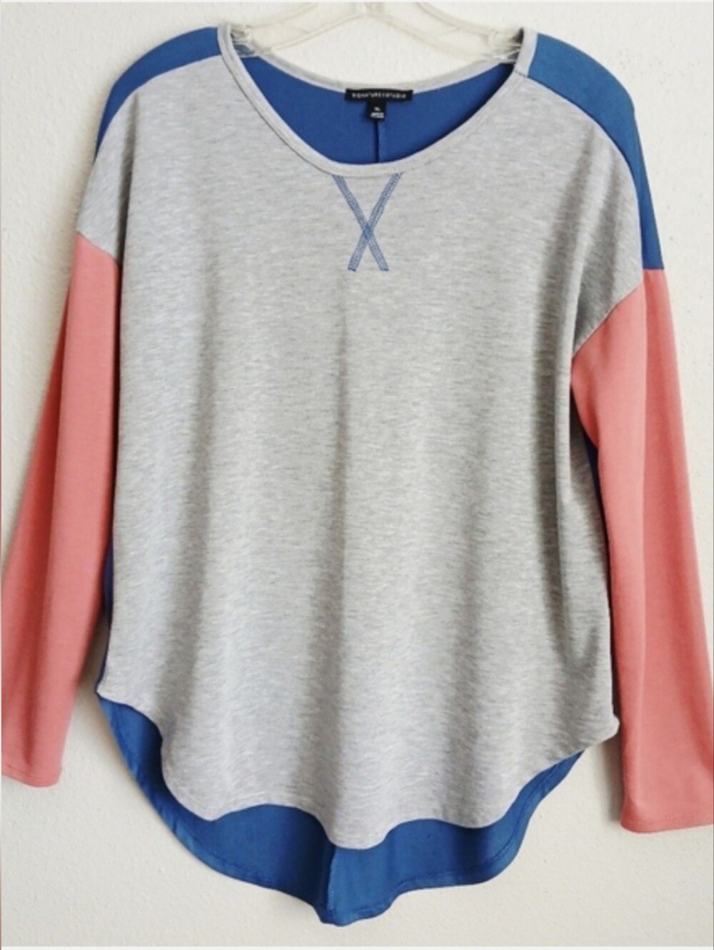 Signature Studio Colorblock Long Sleeve Pullover Top Size XL